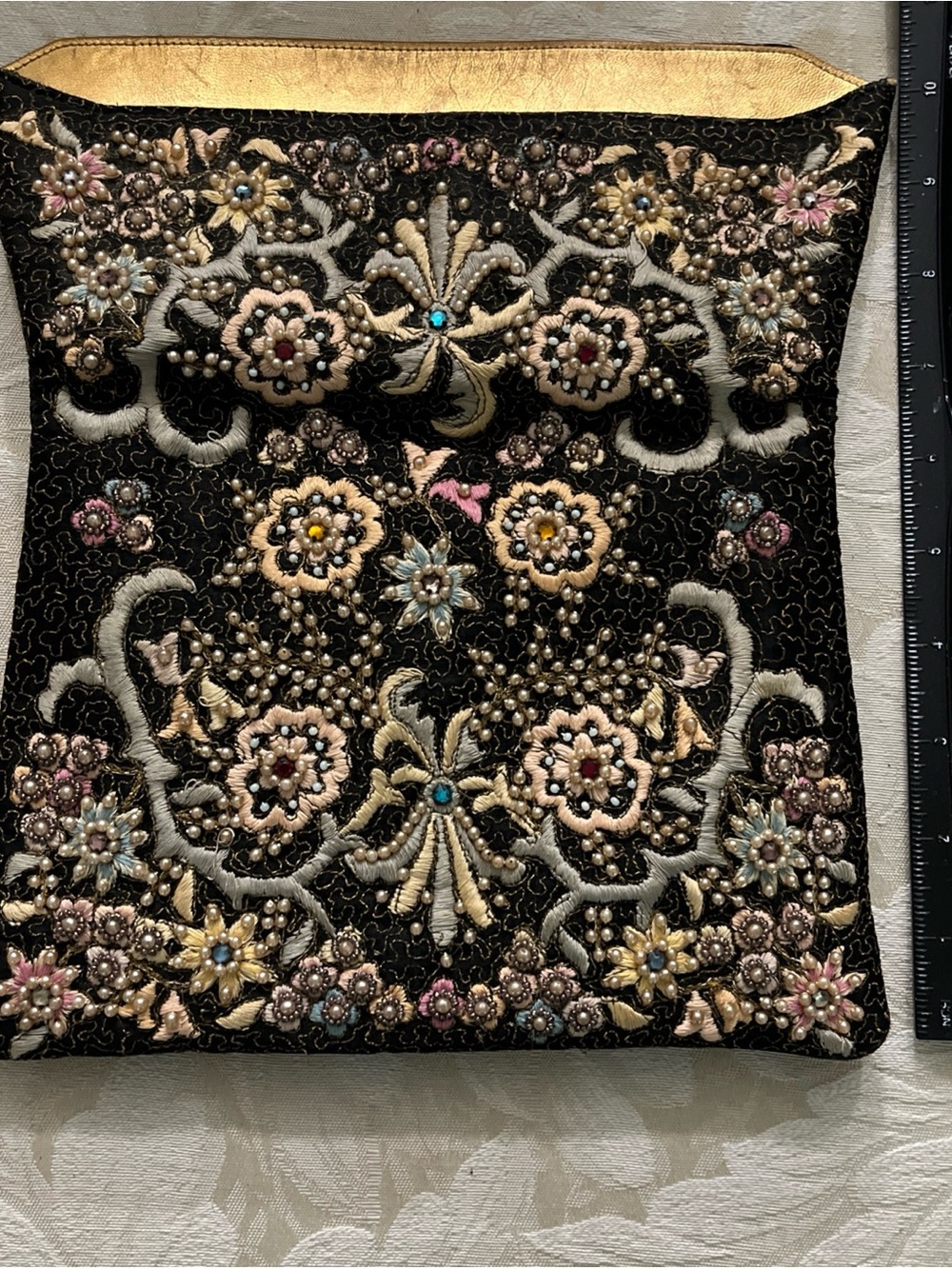 Zardozi Embellished Black Floral Beaded Clutch